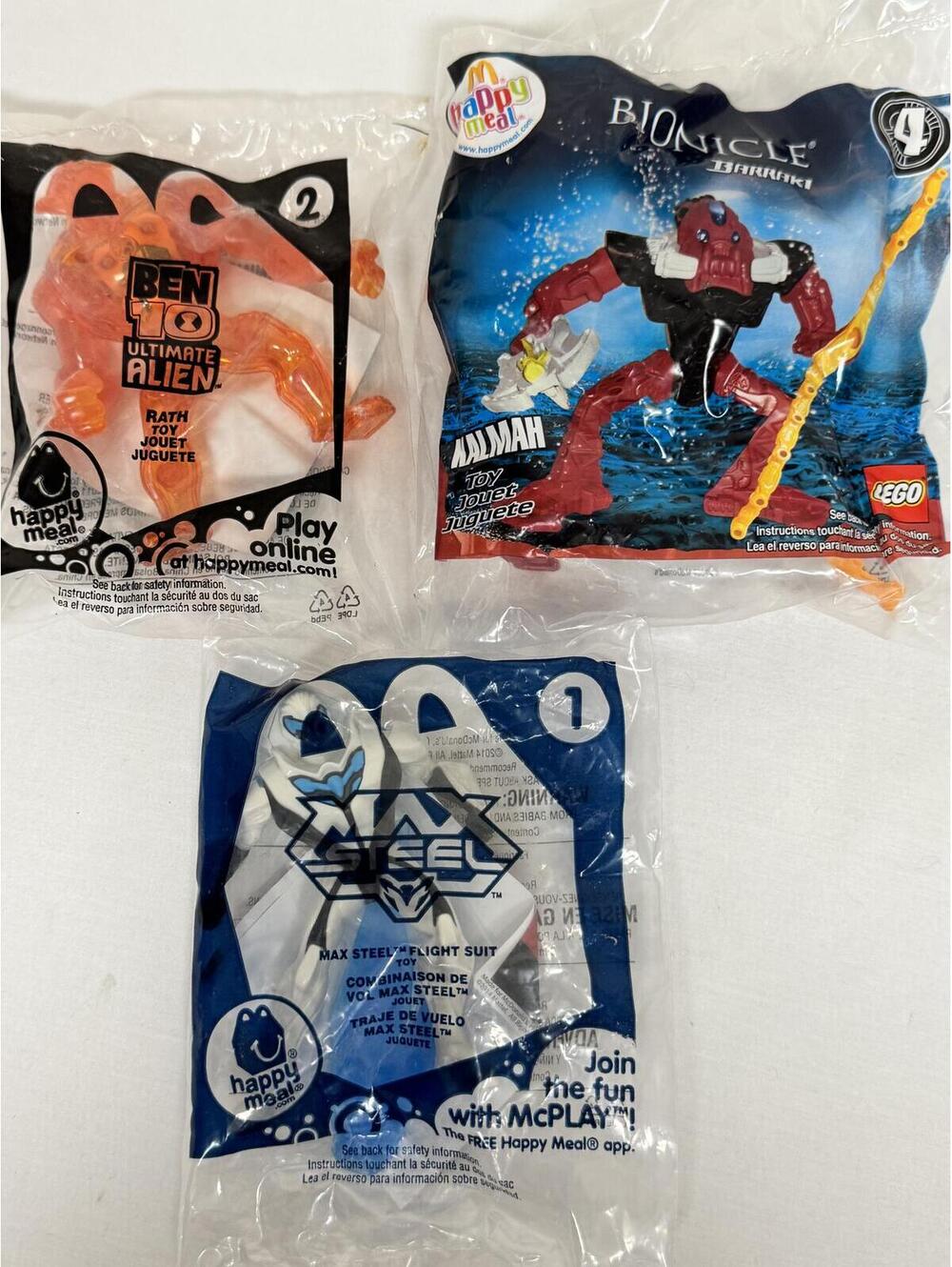 Vintage McDonald's Happy Meal Action Toy Lot (Set of 3) - LEGO Bionicle, Ben 10